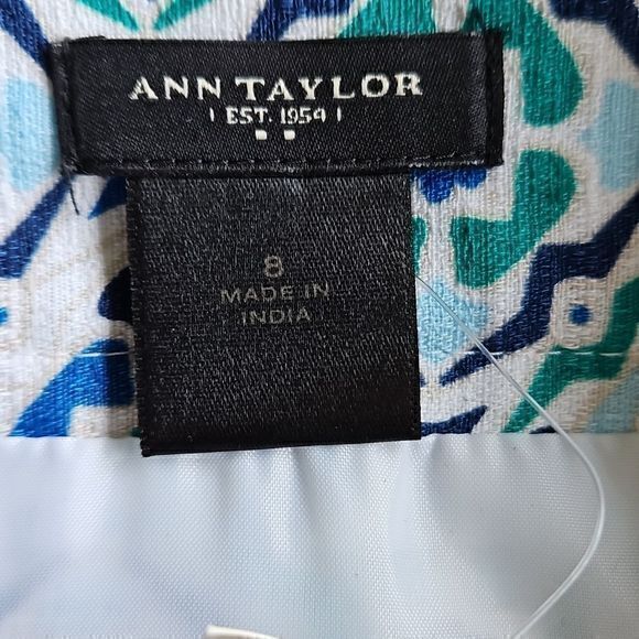 Ann Taylor Factory NWT Blue Green and White Pencil Skirt Sz 8 - Picture 11 of 16